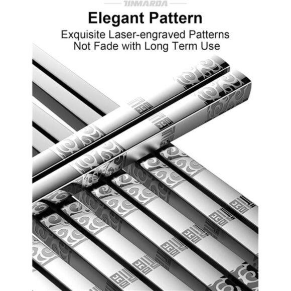 Stainless Steel Chopsticks Set Reusable Non Slip Dishwasher Safe 5 Pairs - Picture 2 of 7